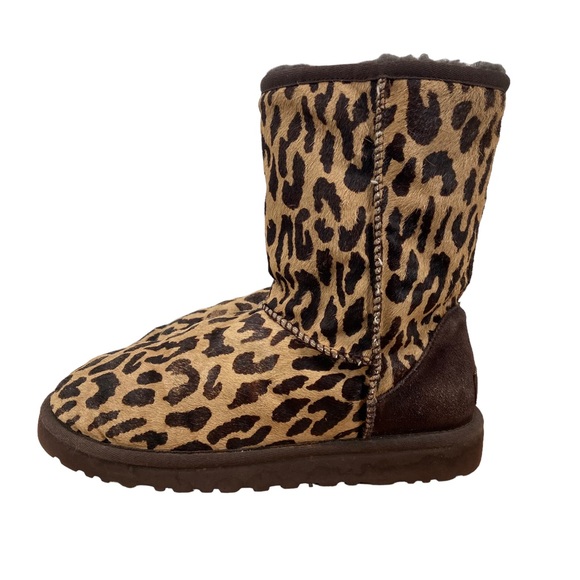 UGG Shoes - UGG Australia Leopard Print Pony Hair Medium Height Boots Size 8 Women's